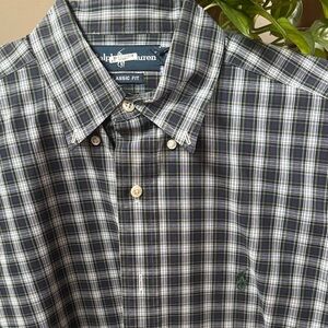 Ralph Lauren Men's Plaid Button Down Shirt - Blue, green, yellow black and White